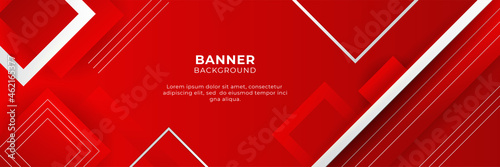 Abstract red banner background design template vector illustration with 3d overlap layer and geometric wave shapes. Polygonal abstract background, texture, advertisement layout and web page