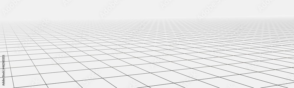Vector perspective mesh. Detailed grid lines on white background. - obrazy, fototapety, plakaty 