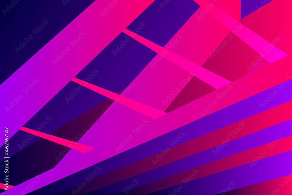 Obraz premium Minimal cover graphic, copy space design. Neon pink blue gradient colors. Abstract 80s texture geometric pattern lines. Dynamic stripes fluid trendy background. Artistic simple modern template vector