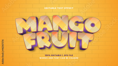 Mango fruit editable text effect in modern 3d style