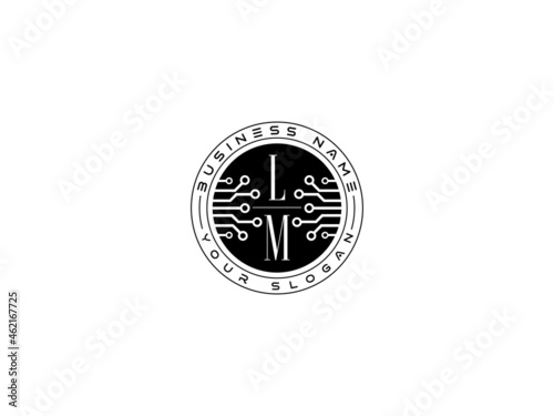 Letter LM as technology, tech lm sign Pixel technology logo for any type of business