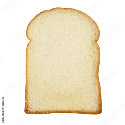 Slice of white bread isolated on white background with clipping path.