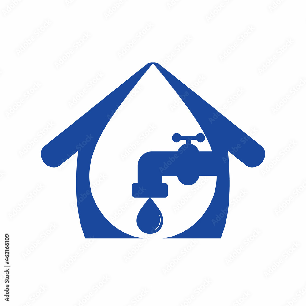 Plumbing vector logo design business template. Illustration of faucet plumbing home logo design template.	