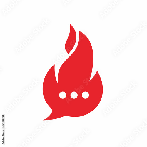 Hot talk vector logo design. Fire chat icon logo design concept.