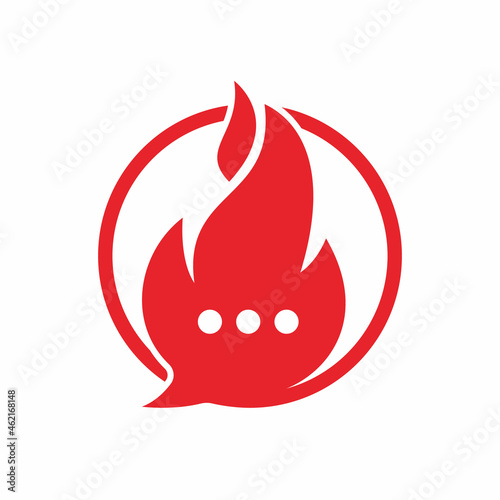 Hot talk vector logo design. Fire chat icon logo design concept.