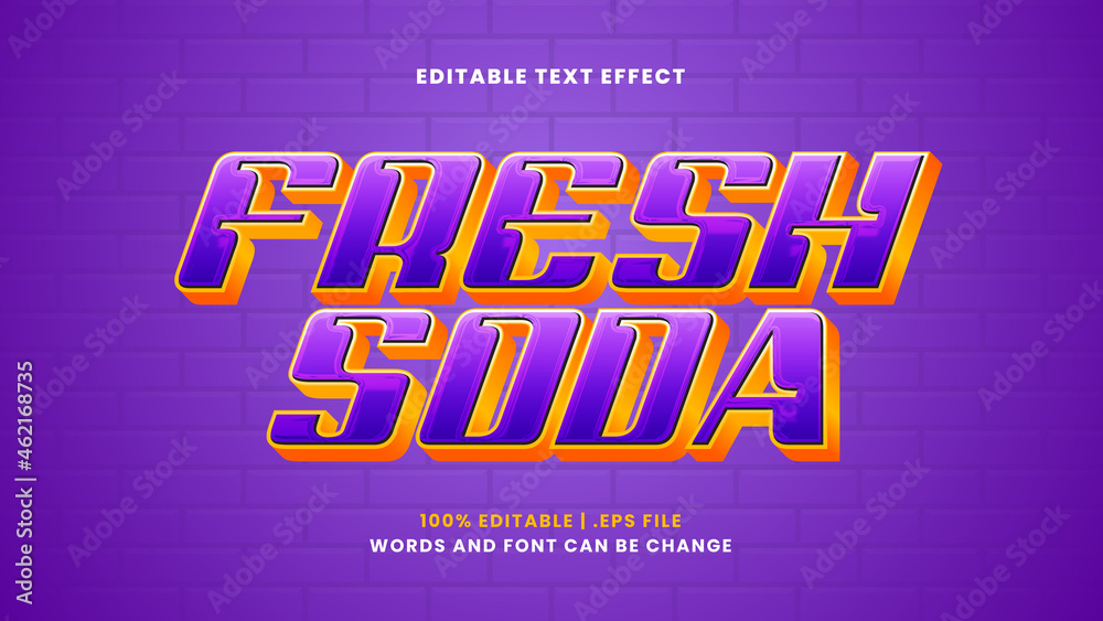 Fototapeta premium Fresh soda editable text effect in modern 3d style