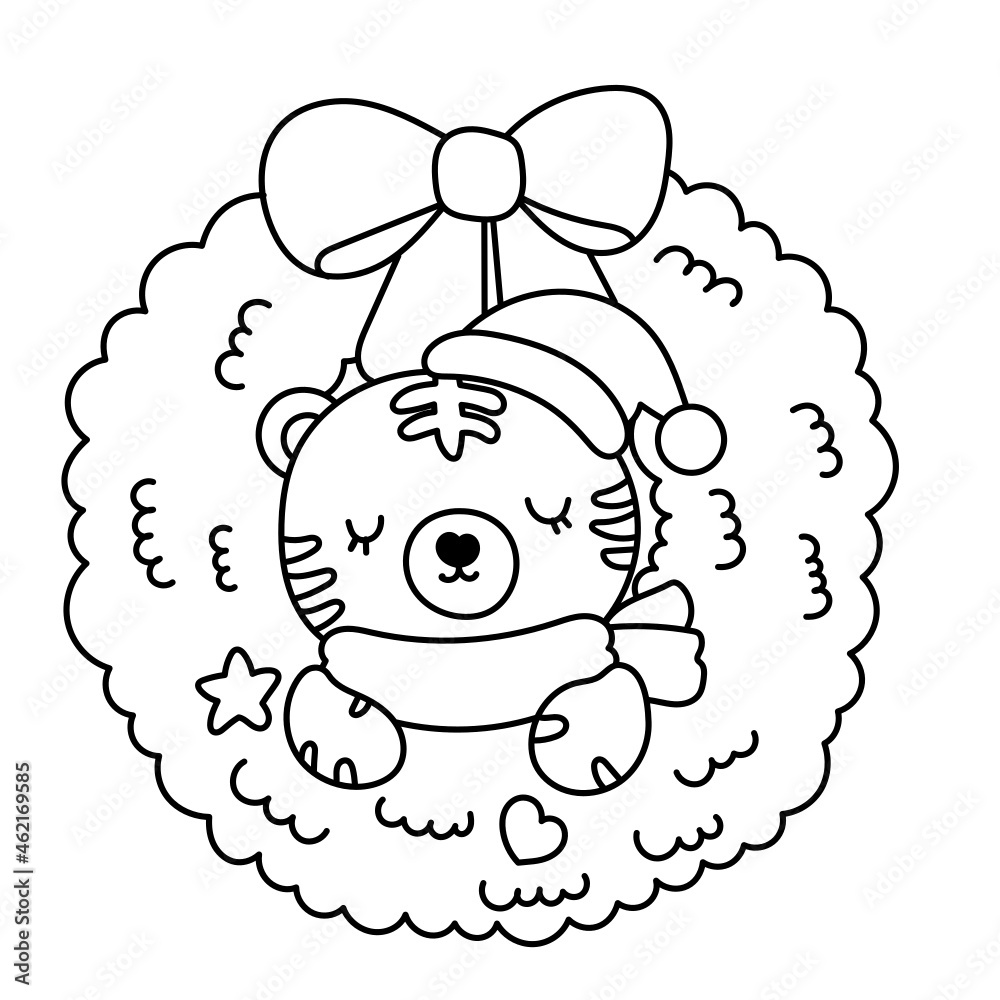 Fototapeta premium Christmas tiger outline