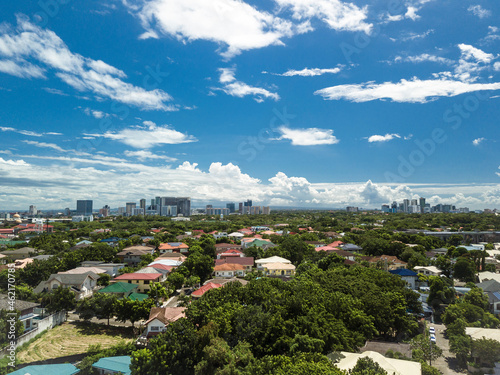 Aerial of South Bay Gardens, an affluent residential district, and the Alabang skyline. photo