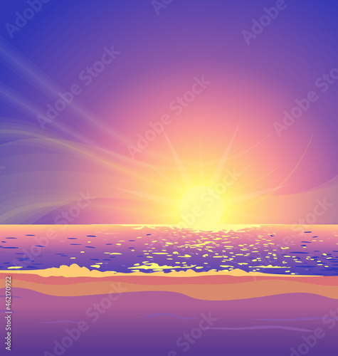 beautiful warm beach paradise purple sunset