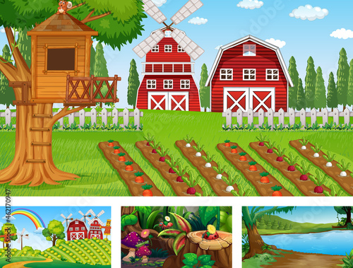Four different nature horizontal scene