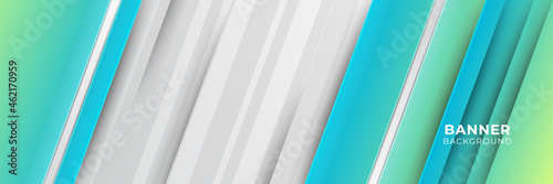 Blue digital technology banner background design template with gradient blue green yellow color.