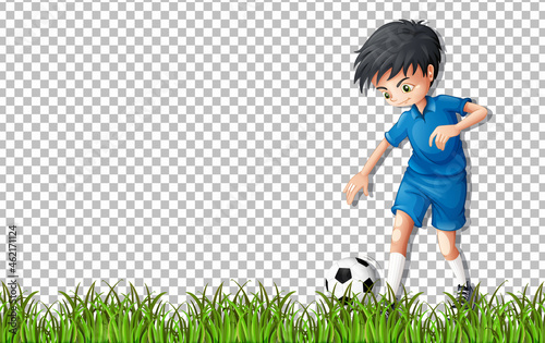 Football player cartoon character on transparent background