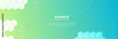 Technology banner background with yellow and blue green gradient color