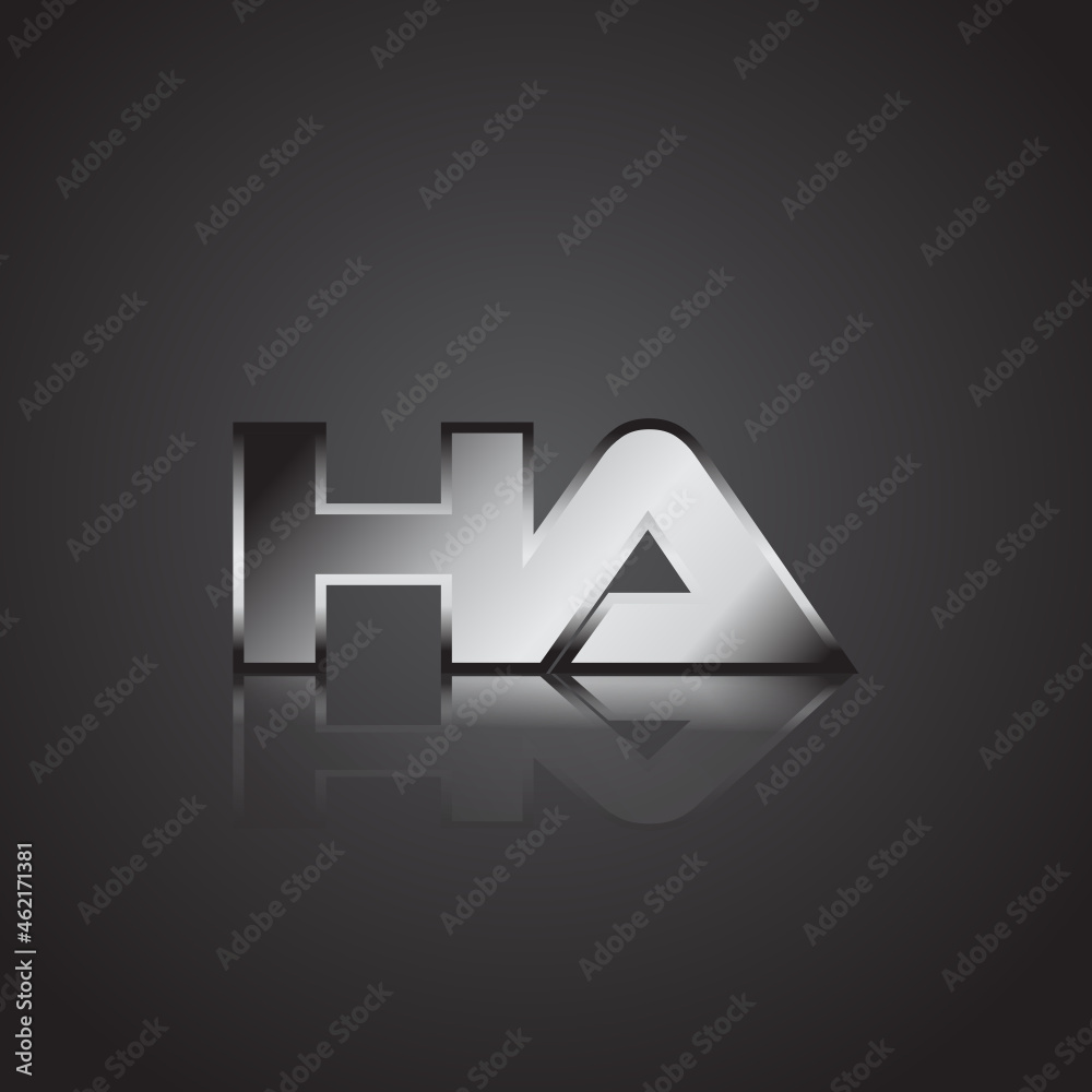 Simple Modern Initial Logo Vector Silver Metal chrome HA Simple Modern Initial Logo Vector Silver Metal chrome HA
