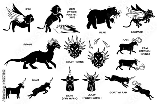 Vászonkép Daniel dream vision on The Four Beasts, The Ram, He-Goat, and Horn