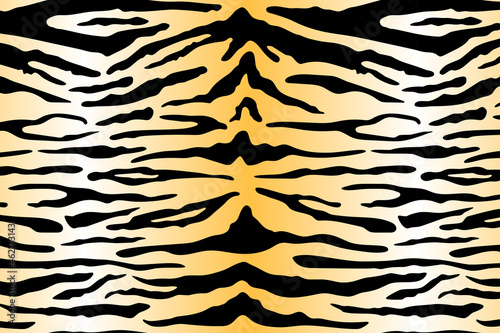Tiger pattern background. Vector wild animal skin texture, black stripes print on white orange gradient background. Abstract jungle safari wallpapers