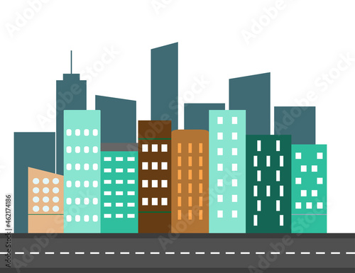 City  landscape  view flat. Vector illustration. Flat design.