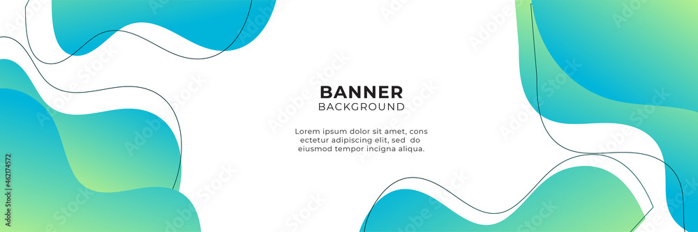 Abstract wide banner background with geometric shapes, stripes, waves, and technology digital elements Abstract wide banner background with geometric shapes, stripes, waves, and technology digital elements