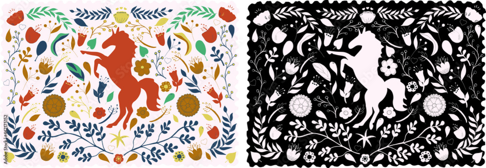 Obraz premium Wild animals flat vector illustration