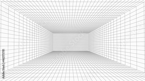 Fototapeta Naklejka Na Ścianę i Meble -  Vector perspective mesh. Detailed grid lines on white background. Vector illustration.