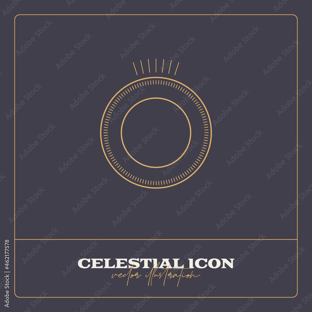 Naklejka premium Alchemy esoteric mystical magic celestial talisman line icon. Spiritual occultism object. Liine geometric badge.