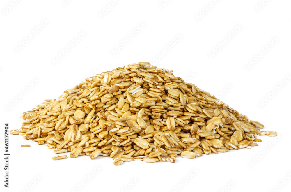 Cereals on a white background. Oatmeal isolated on a white background. Cereals. Large grain.