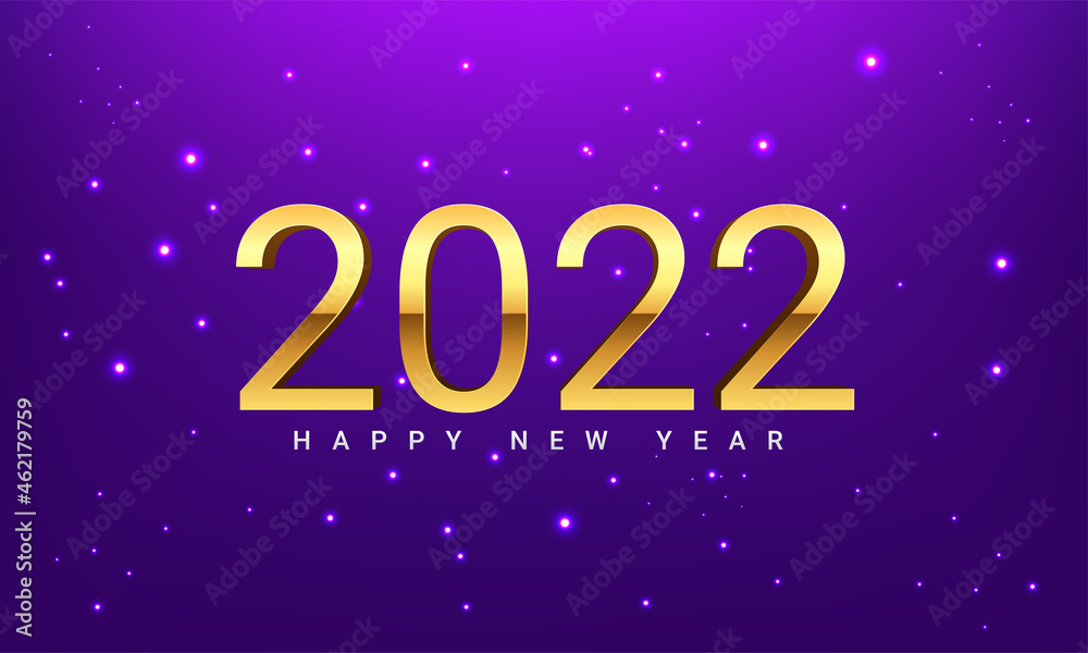 Happy new 2022 year Elegant gold text with light