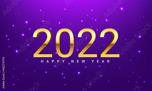 Happy new 2022 year Elegant gold text with light