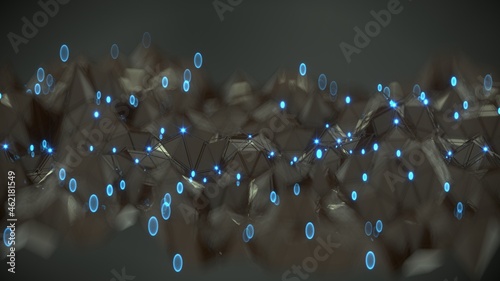 Low poly black mesh with gl...