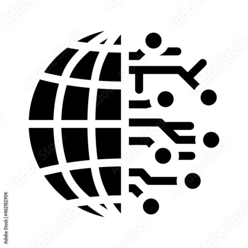digitalization global business glyph icon vector. digitalization global business sign. isolated contour symbol black illustration