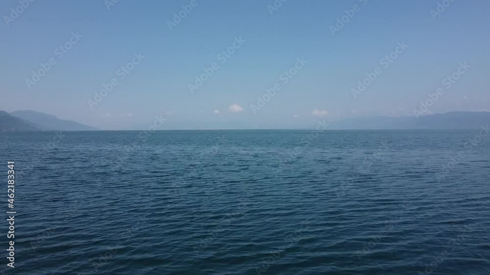 Drone hoovering over Iznik lake Bursa Turkey in Sport mode aerial view Drone hoovering over Iznik lake Bursa Turkey in Sport mode aerial view