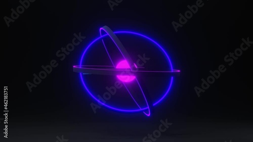 Wallpaper Mural Loop animation of neon rotation sphere with rotation orbits  Torontodigital.ca