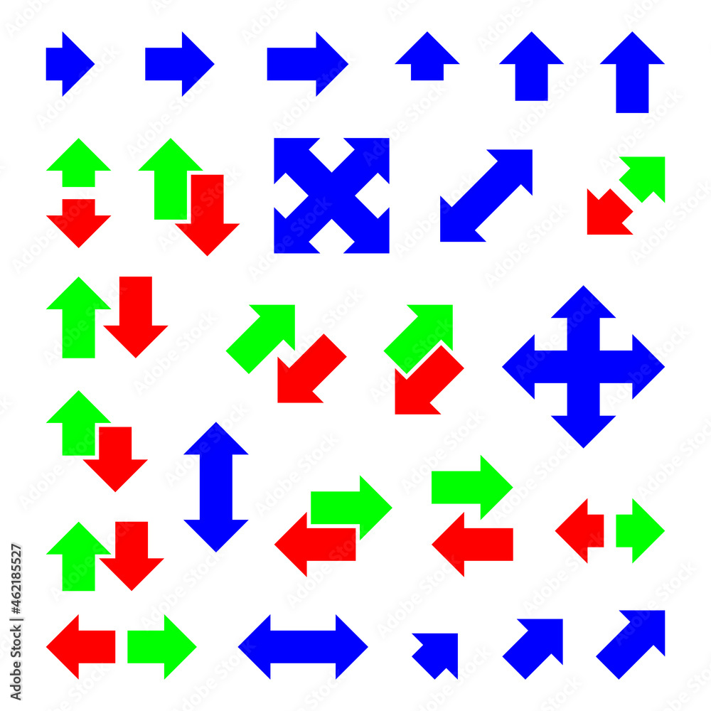 Set of colored arrows on a white background. Set of colored arrows on a white background.