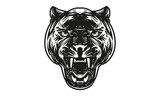 Black panter head illustration, vector, hand drawn, isolated on light background.