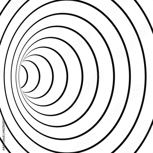 White and black Wormhole background. Optical Illusion. Hypnosis tunnel vector background. 