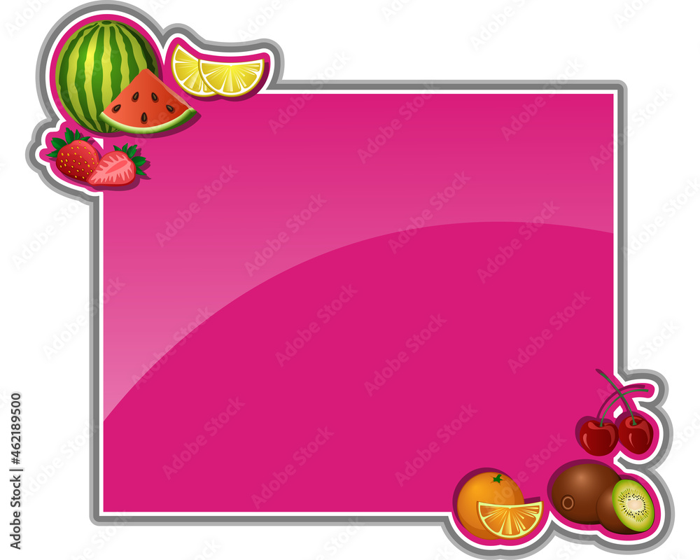 Glossy Pink Frame Decorated with Various Fruit