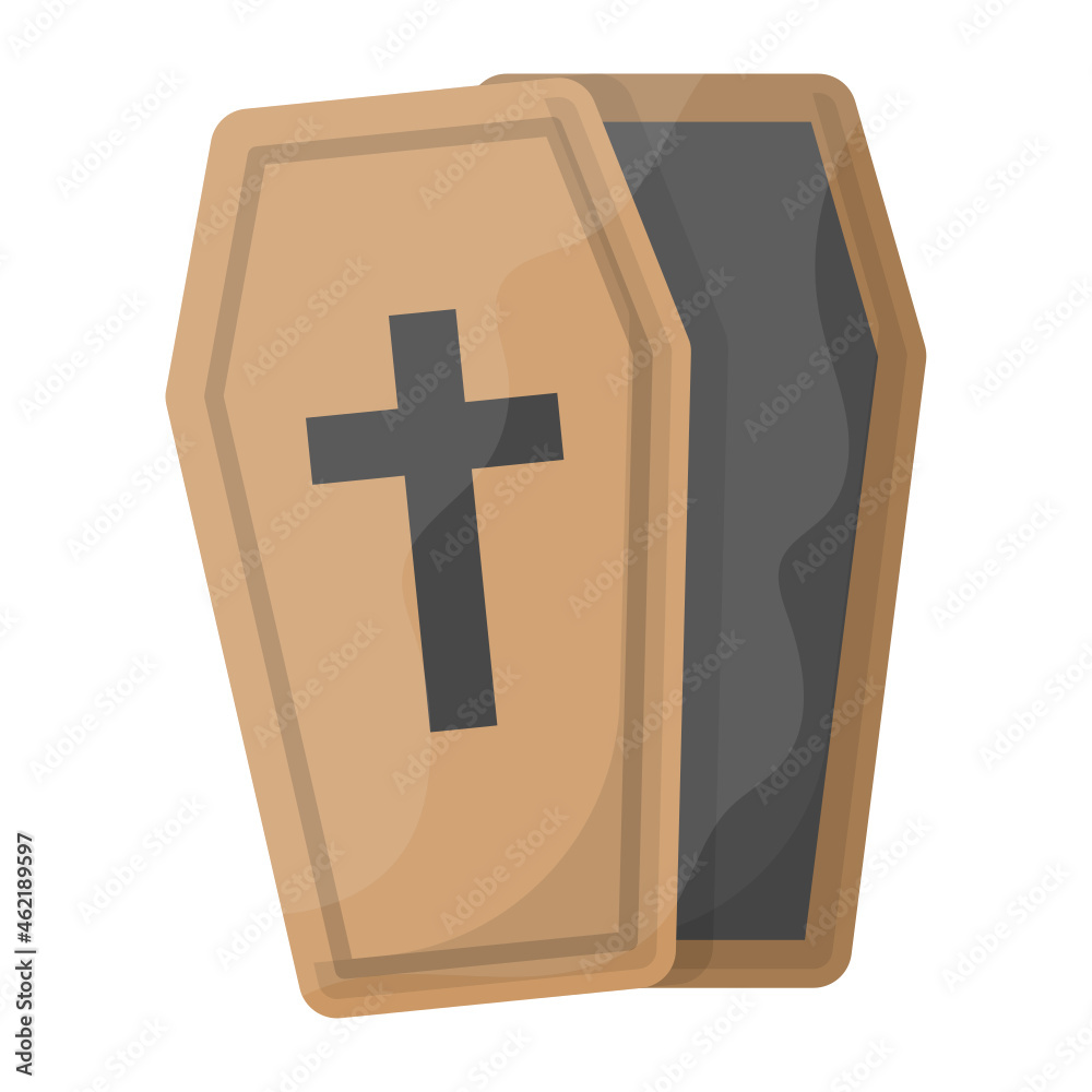Fototapeta premium Coffin Box with cross Sign Concept, Scary Cemetery Box Vector Icon Design, Halloween costume Symbol, Holiday Celebrations Sign, Saints Eve festivals Stock illustration