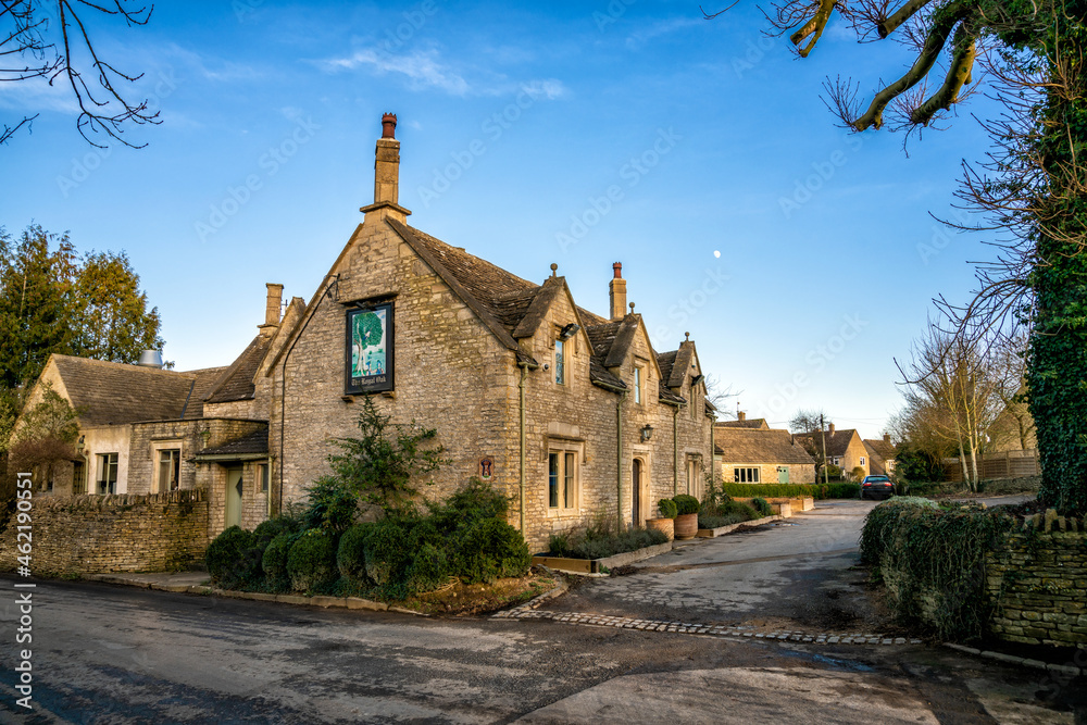 The Royal Oak public house in the Cotswold village of Leighterton, Gloucestershire, United Kingdom