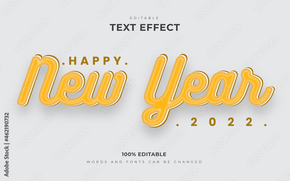 Happy  new year 2022 editable text effects style