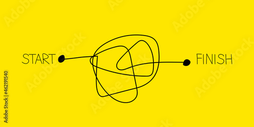 Start and end symbol. Beginning and finish concept with tangled line