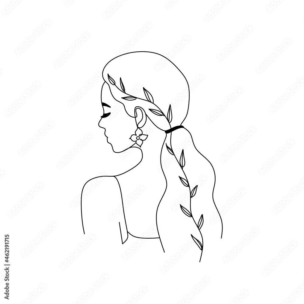 Woman face with butterfly. Line art female hands with flowers. Abstract face with floral line drawing. Portrait minimalistic style. Female logo. Botanical poster print. Nature symbol of cosmetics. Woman face with butterfly. Line art female hands with flowers. Abstract face with floral line drawing. Portrait minimalistic style. Female logo. Botanical poster print. Nature symbol of cosmetics.