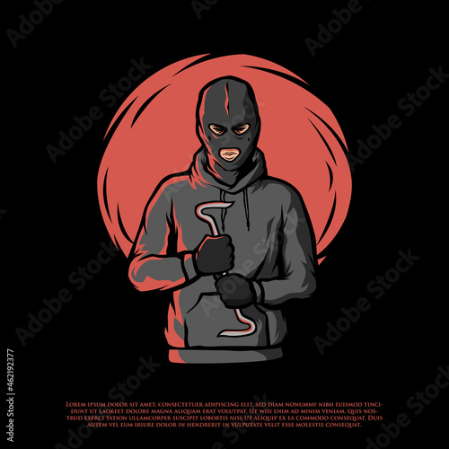 Criminal with mask illustration