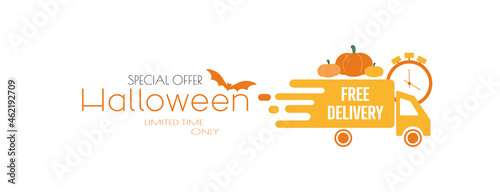 Free delivery banner. Halloween offer.