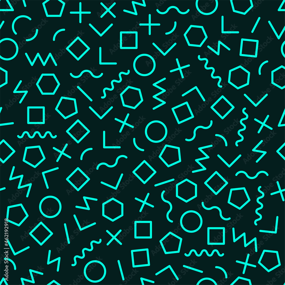 Geometric abstract background in style of memphis. Seamless creative retro pattern with geometric shapes Geometric abstract background in style of memphis. Seamless creative retro pattern with geometric shapes