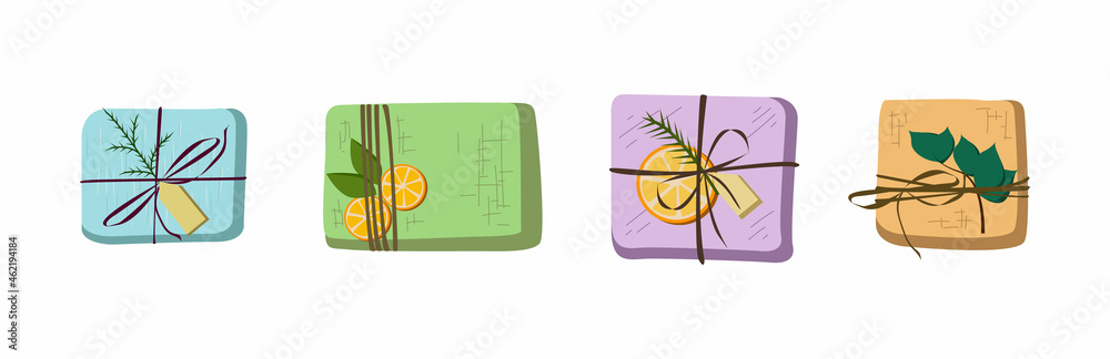 Fototapeta premium A set of gifts. Raster illustration