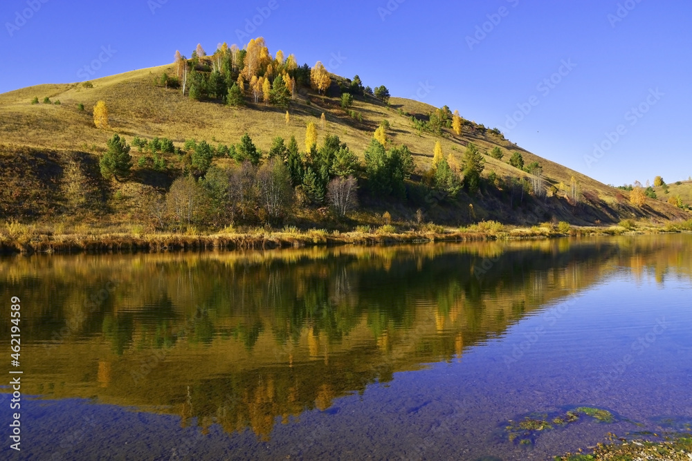 Autumn sunset on Mount Myshchelka in the Kishet District of the Perm Territory.