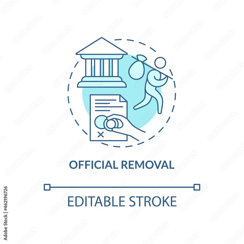 Official removal blue concept icon. Refusal for border entry. Immigrant leaves country. Deportation abstract idea thin line illustration. Vector isolated outline color drawing. Editable stroke
