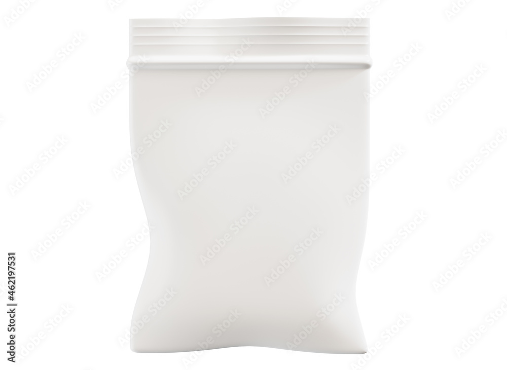 Blank Foil plastic white coffee bag isolated on white background ...