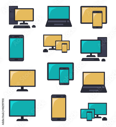 Colorful catron multi platform icon element collection