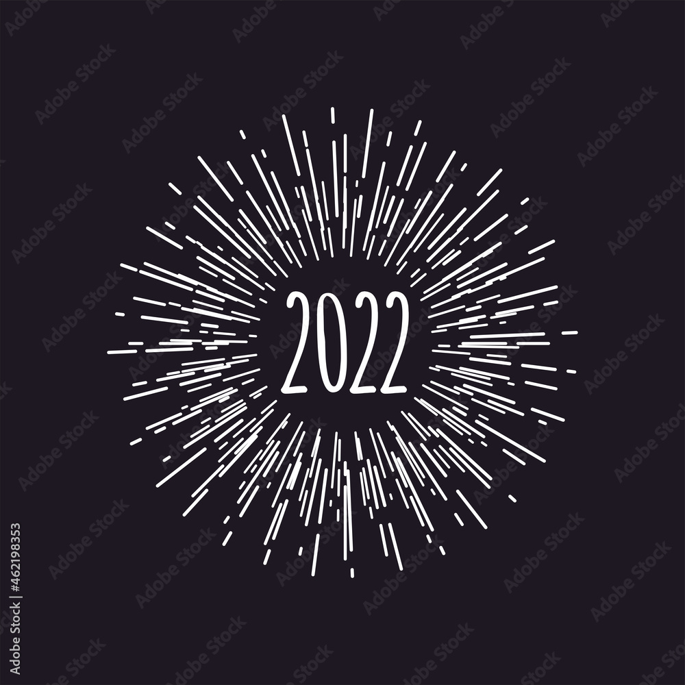 Obraz premium Bright circle hipster black and white frame, tag new 2022. Template for new year in retro style